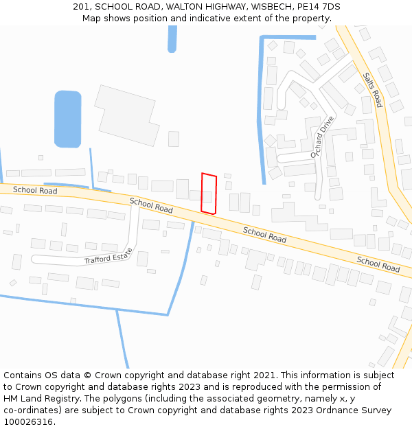 201, SCHOOL ROAD, WALTON HIGHWAY, WISBECH, PE14 7DS: Location map and indicative extent of plot