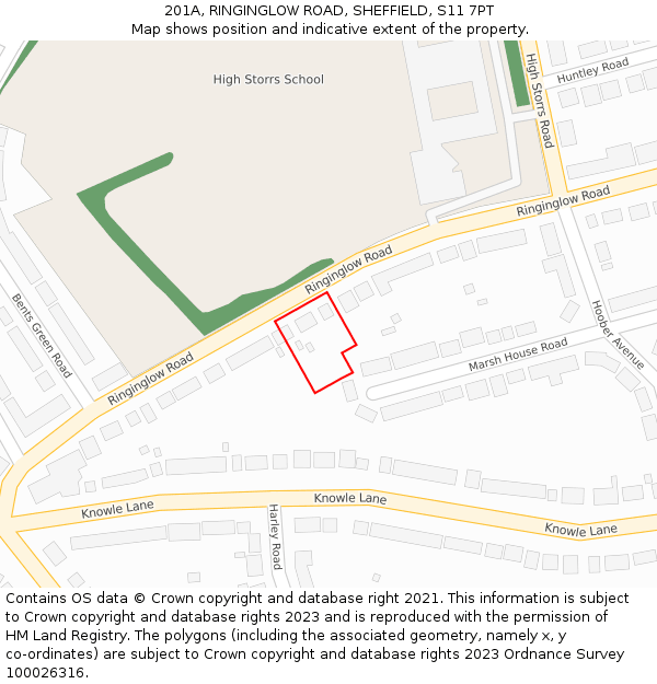 201A, RINGINGLOW ROAD, SHEFFIELD, S11 7PT: Location map and indicative extent of plot