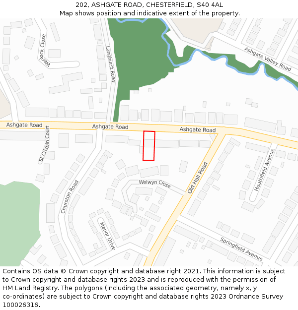 202, ASHGATE ROAD, CHESTERFIELD, S40 4AL: Location map and indicative extent of plot