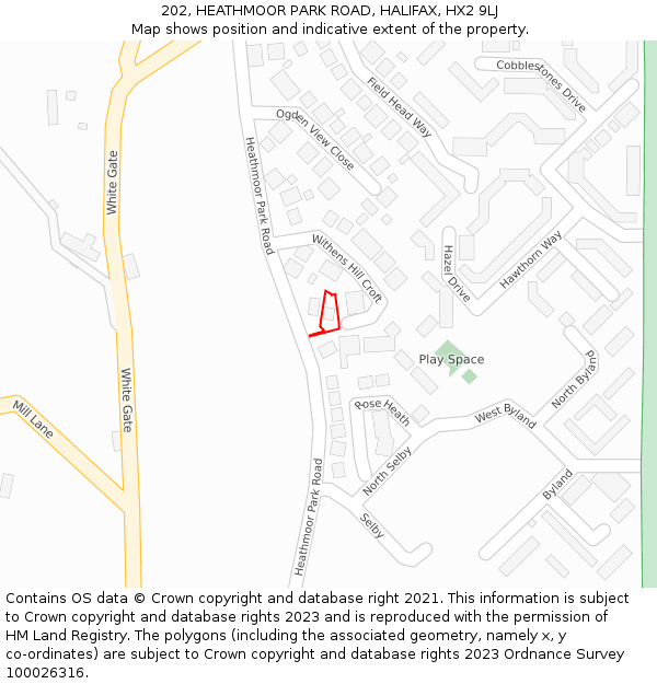 202, HEATHMOOR PARK ROAD, HALIFAX, HX2 9LJ: Location map and indicative extent of plot