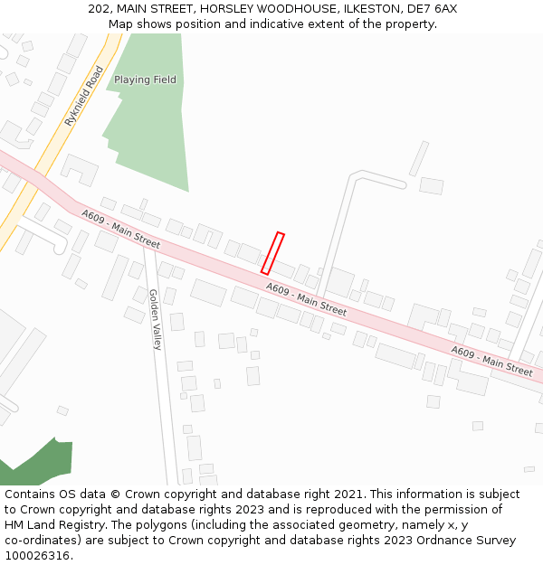 202, MAIN STREET, HORSLEY WOODHOUSE, ILKESTON, DE7 6AX: Location map and indicative extent of plot