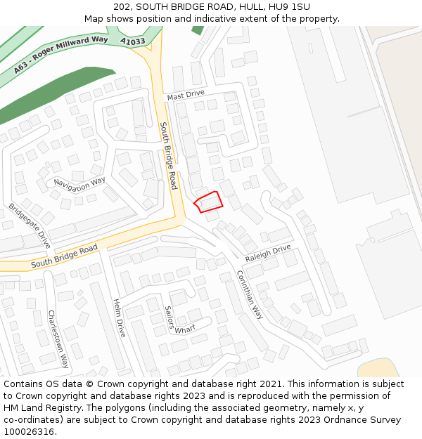 202, SOUTH BRIDGE ROAD, HULL, HU9 1SU: Location map and indicative extent of plot