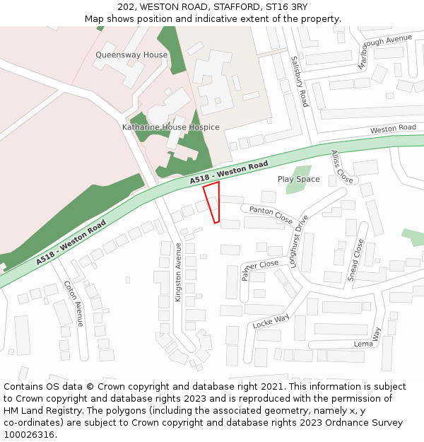 202, WESTON ROAD, STAFFORD, ST16 3RY: Location map and indicative extent of plot