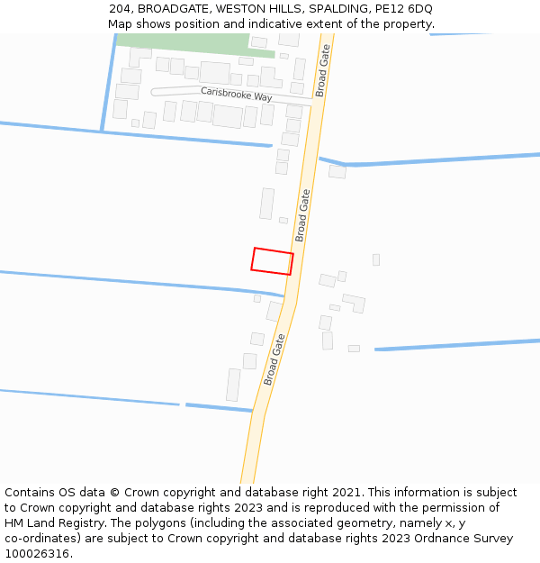 204, BROADGATE, WESTON HILLS, SPALDING, PE12 6DQ: Location map and indicative extent of plot