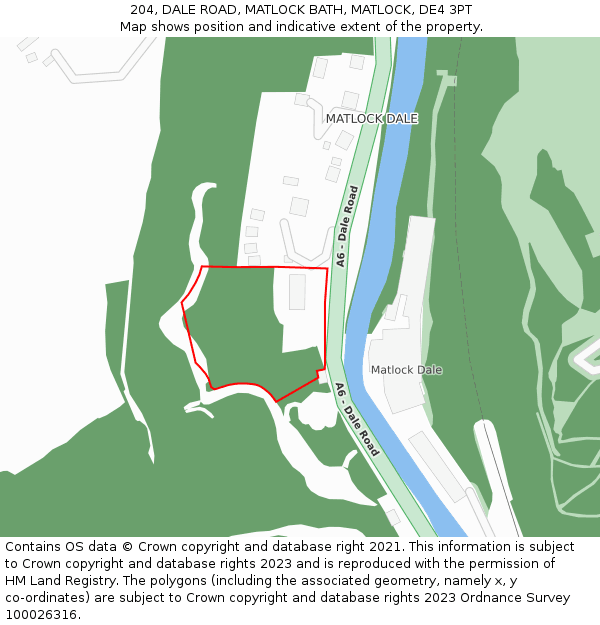 204, DALE ROAD, MATLOCK BATH, MATLOCK, DE4 3PT: Location map and indicative extent of plot