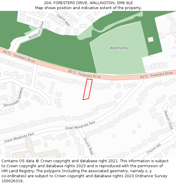 204, FORESTERS DRIVE, WALLINGTON, SM6 9LE: Location map and indicative extent of plot