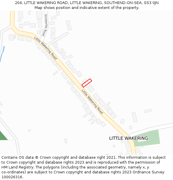 204, LITTLE WAKERING ROAD, LITTLE WAKERING, SOUTHEND-ON-SEA, SS3 0JN: Location map and indicative extent of plot
