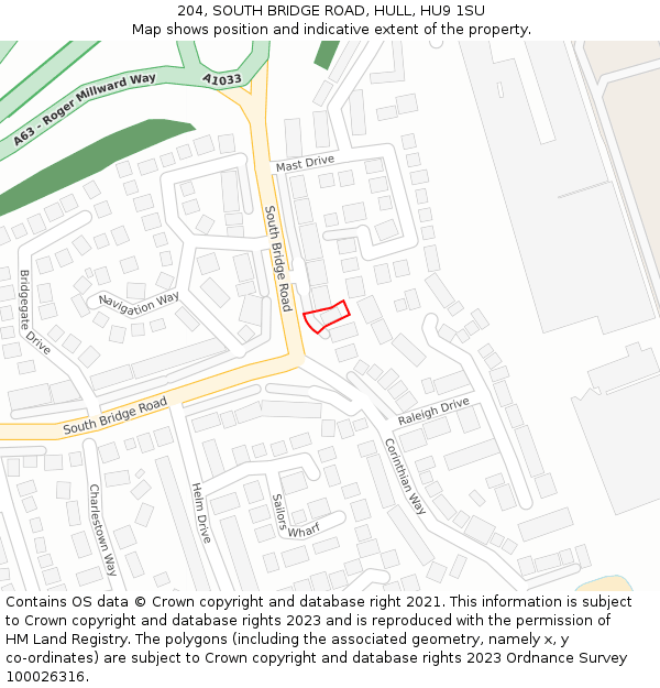 204, SOUTH BRIDGE ROAD, HULL, HU9 1SU: Location map and indicative extent of plot