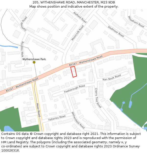 205, WYTHENSHAWE ROAD, MANCHESTER, M23 9DB: Location map and indicative extent of plot