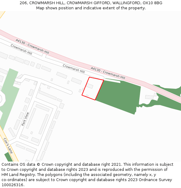 206, CROWMARSH HILL, CROWMARSH GIFFORD, WALLINGFORD, OX10 8BG: Location map and indicative extent of plot