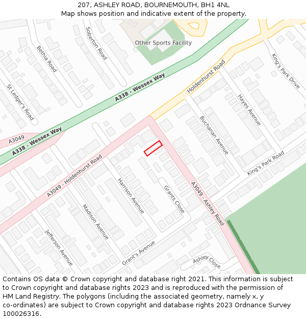 207, ASHLEY ROAD, BOURNEMOUTH, BH1 4NL: Location map and indicative extent of plot