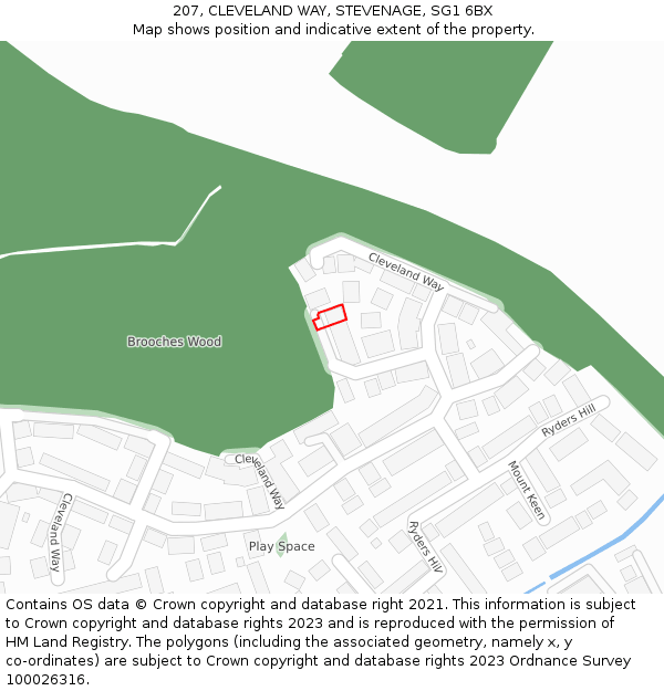 207, CLEVELAND WAY, STEVENAGE, SG1 6BX: Location map and indicative extent of plot