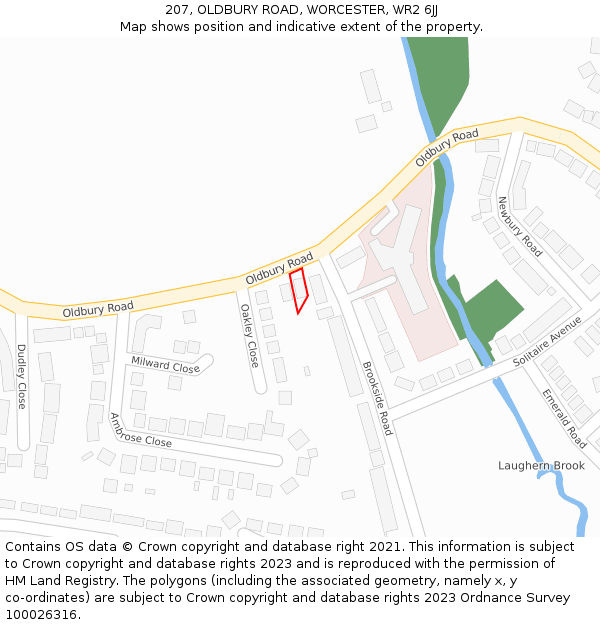 207, OLDBURY ROAD, WORCESTER, WR2 6JJ: Location map and indicative extent of plot