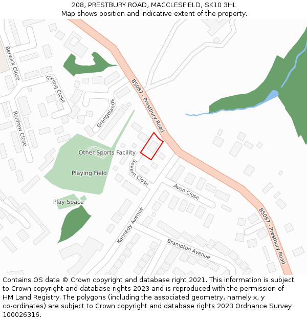 208, PRESTBURY ROAD, MACCLESFIELD, SK10 3HL: Location map and indicative extent of plot