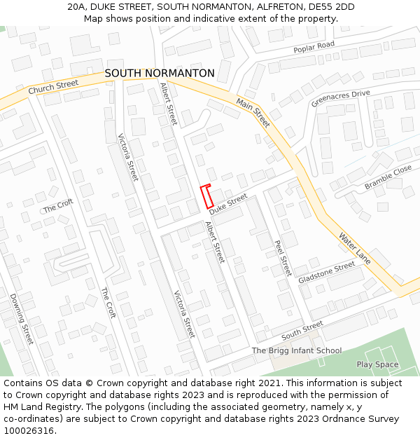 20A, DUKE STREET, SOUTH NORMANTON, ALFRETON, DE55 2DD: Location map and indicative extent of plot