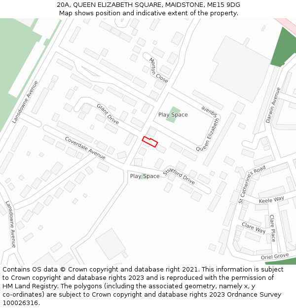 20A, QUEEN ELIZABETH SQUARE, MAIDSTONE, ME15 9DG: Location map and indicative extent of plot