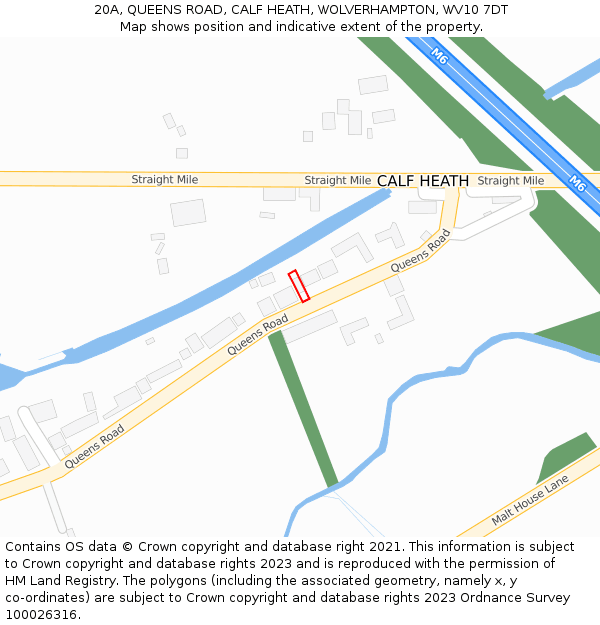 20A, QUEENS ROAD, CALF HEATH, WOLVERHAMPTON, WV10 7DT: Location map and indicative extent of plot