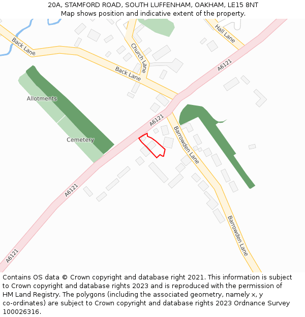 20A, STAMFORD ROAD, SOUTH LUFFENHAM, OAKHAM, LE15 8NT: Location map and indicative extent of plot