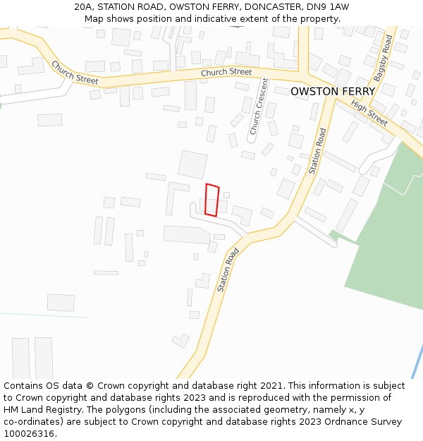 20A, STATION ROAD, OWSTON FERRY, DONCASTER, DN9 1AW: Location map and indicative extent of plot