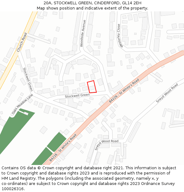20A, STOCKWELL GREEN, CINDERFORD, GL14 2EH: Location map and indicative extent of plot