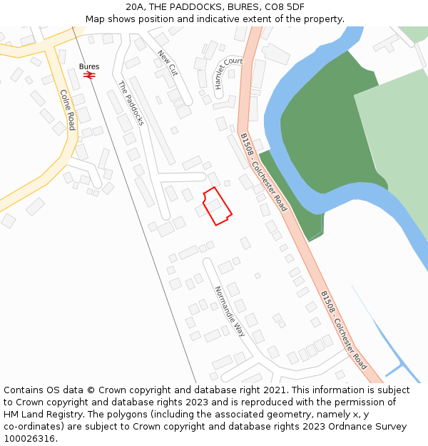 20A, THE PADDOCKS, BURES, CO8 5DF: Location map and indicative extent of plot