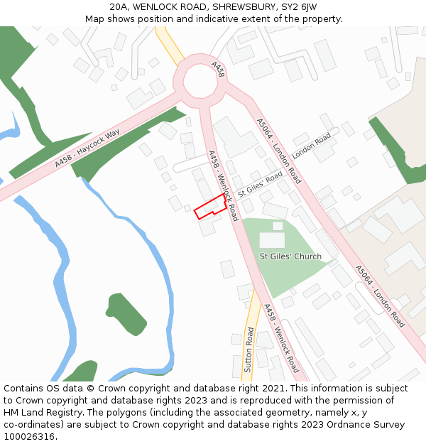 20A, WENLOCK ROAD, SHREWSBURY, SY2 6JW: Location map and indicative extent of plot