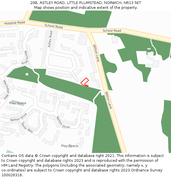 20B, ASTLEY ROAD, LITTLE PLUMSTEAD, NORWICH, NR13 5ET: Location map and indicative extent of plot