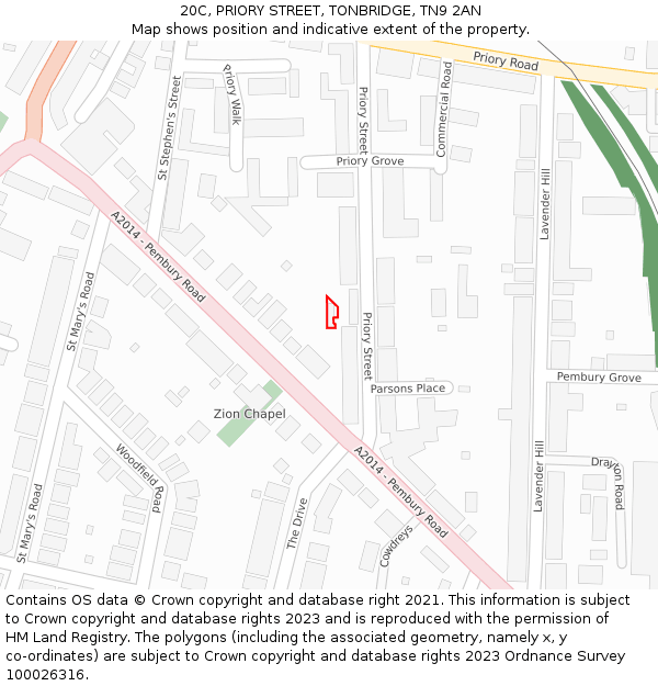 20C, PRIORY STREET, TONBRIDGE, TN9 2AN: Location map and indicative extent of plot