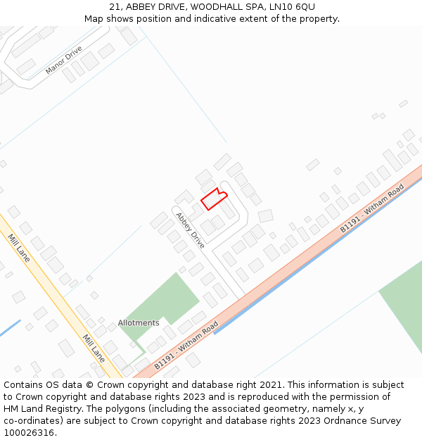 21, ABBEY DRIVE, WOODHALL SPA, LN10 6QU: Location map and indicative extent of plot