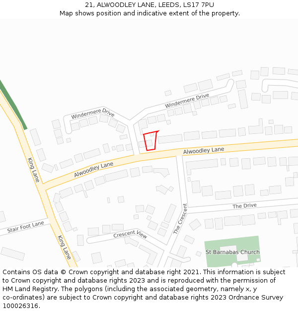 21, ALWOODLEY LANE, LEEDS, LS17 7PU: Location map and indicative extent of plot