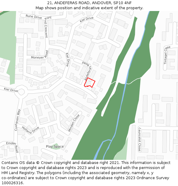 21, ANDEFERAS ROAD, ANDOVER, SP10 4NF: Location map and indicative extent of plot