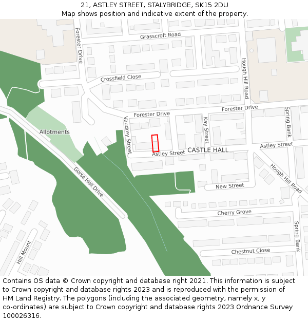 21, ASTLEY STREET, STALYBRIDGE, SK15 2DU: Location map and indicative extent of plot