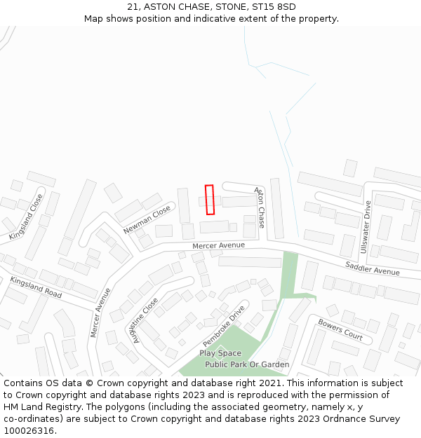 21, ASTON CHASE, STONE, ST15 8SD: Location map and indicative extent of plot