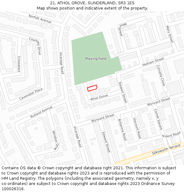 21, ATHOL GROVE, SUNDERLAND, SR3 1ES: Location map and indicative extent of plot