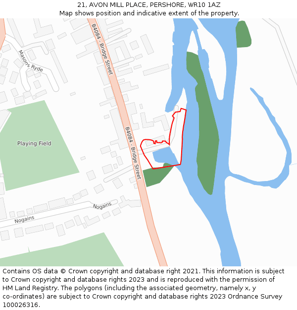 21, AVON MILL PLACE, PERSHORE, WR10 1AZ: Location map and indicative extent of plot