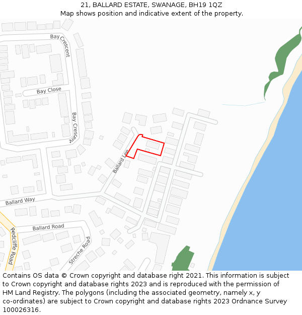 21, BALLARD ESTATE, SWANAGE, BH19 1QZ: Location map and indicative extent of plot