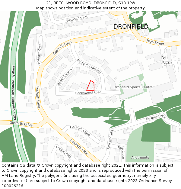 21, BEECHWOOD ROAD, DRONFIELD, S18 1PW: Location map and indicative extent of plot