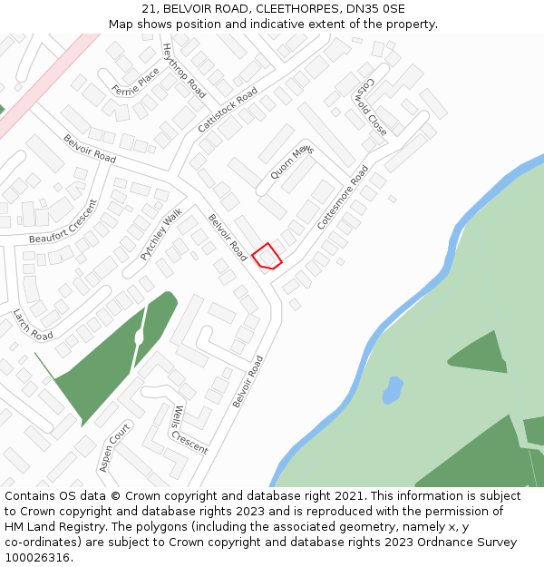 21, BELVOIR ROAD, CLEETHORPES, DN35 0SE: Location map and indicative extent of plot