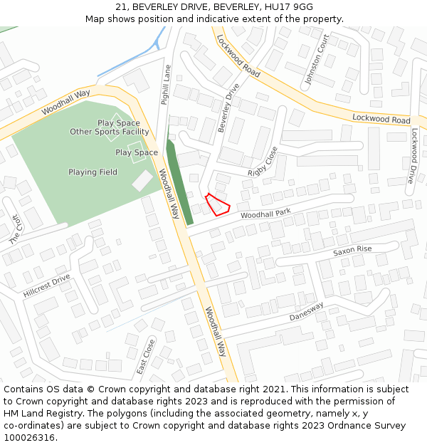 21, BEVERLEY DRIVE, BEVERLEY, HU17 9GG: Location map and indicative extent of plot