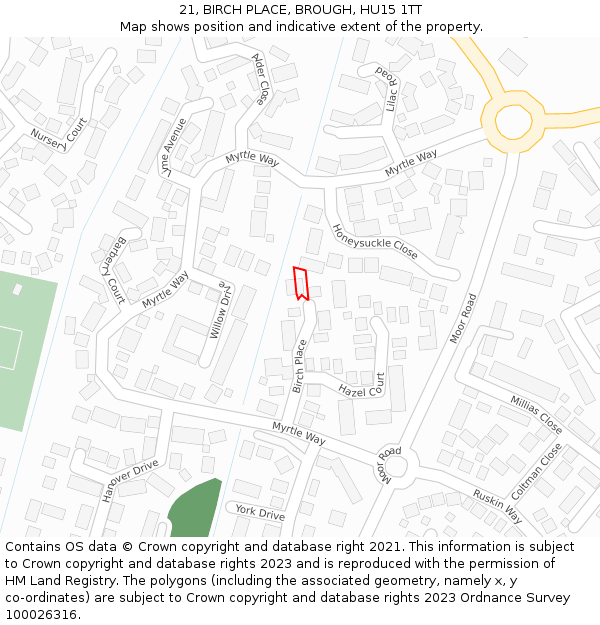 21, BIRCH PLACE, BROUGH, HU15 1TT: Location map and indicative extent of plot