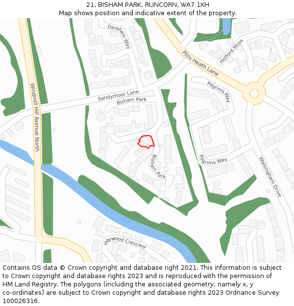 21, BISHAM PARK, RUNCORN, WA7 1XH: Location map and indicative extent of plot