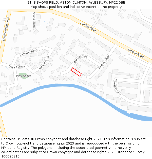 21, BISHOPS FIELD, ASTON CLINTON, AYLESBURY, HP22 5BB: Location map and indicative extent of plot