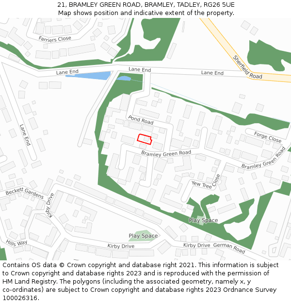 21, BRAMLEY GREEN ROAD, BRAMLEY, TADLEY, RG26 5UE: Location map and indicative extent of plot