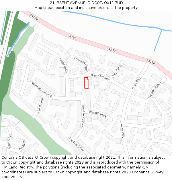 21, BRENT AVENUE, DIDCOT, OX11 7UD: Location map and indicative extent of plot
