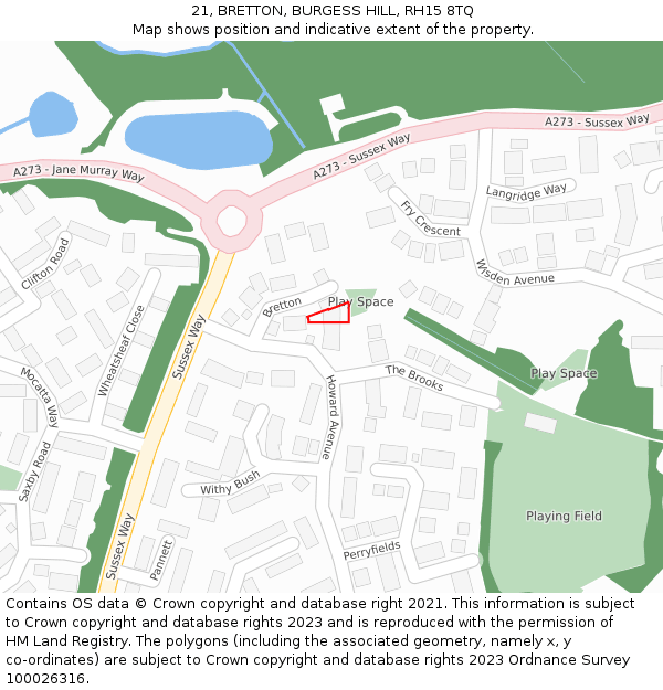 21, BRETTON, BURGESS HILL, RH15 8TQ: Location map and indicative extent of plot
