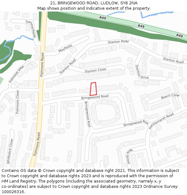 21, BRINGEWOOD ROAD, LUDLOW, SY8 2NA: Location map and indicative extent of plot