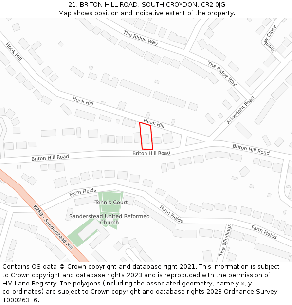 21, BRITON HILL ROAD, SOUTH CROYDON, CR2 0JG: Location map and indicative extent of plot