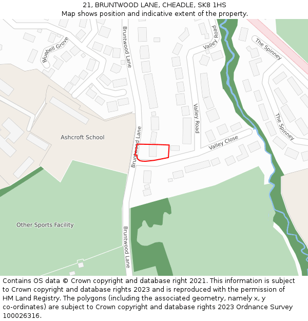 21, BRUNTWOOD LANE, CHEADLE, SK8 1HS: Location map and indicative extent of plot
