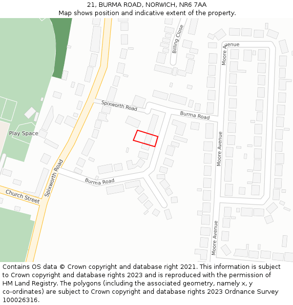 21, BURMA ROAD, NORWICH, NR6 7AA: Location map and indicative extent of plot