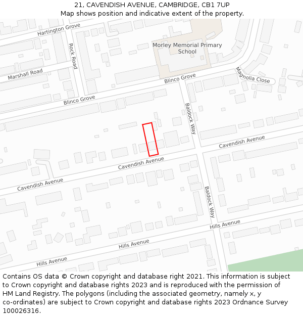 21, CAVENDISH AVENUE, CAMBRIDGE, CB1 7UP: Location map and indicative extent of plot